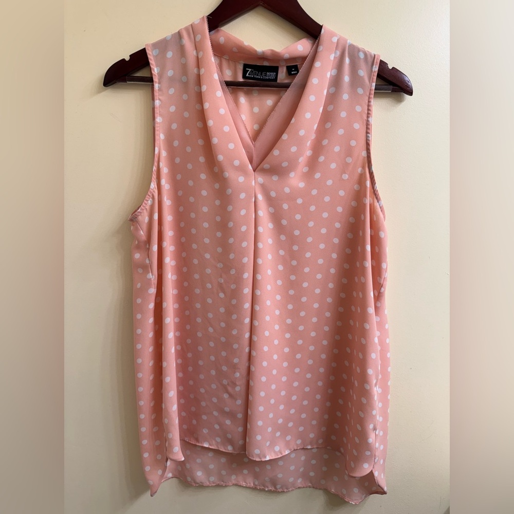 New York & Company Peach Polka Dot Women's Top